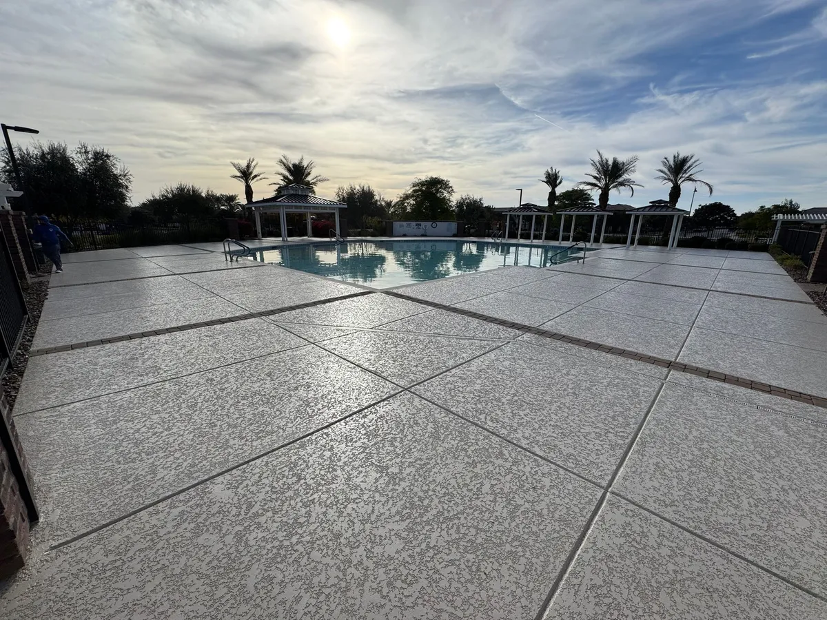Large resort pool deck resurfacing completed at Phoenix commercial property