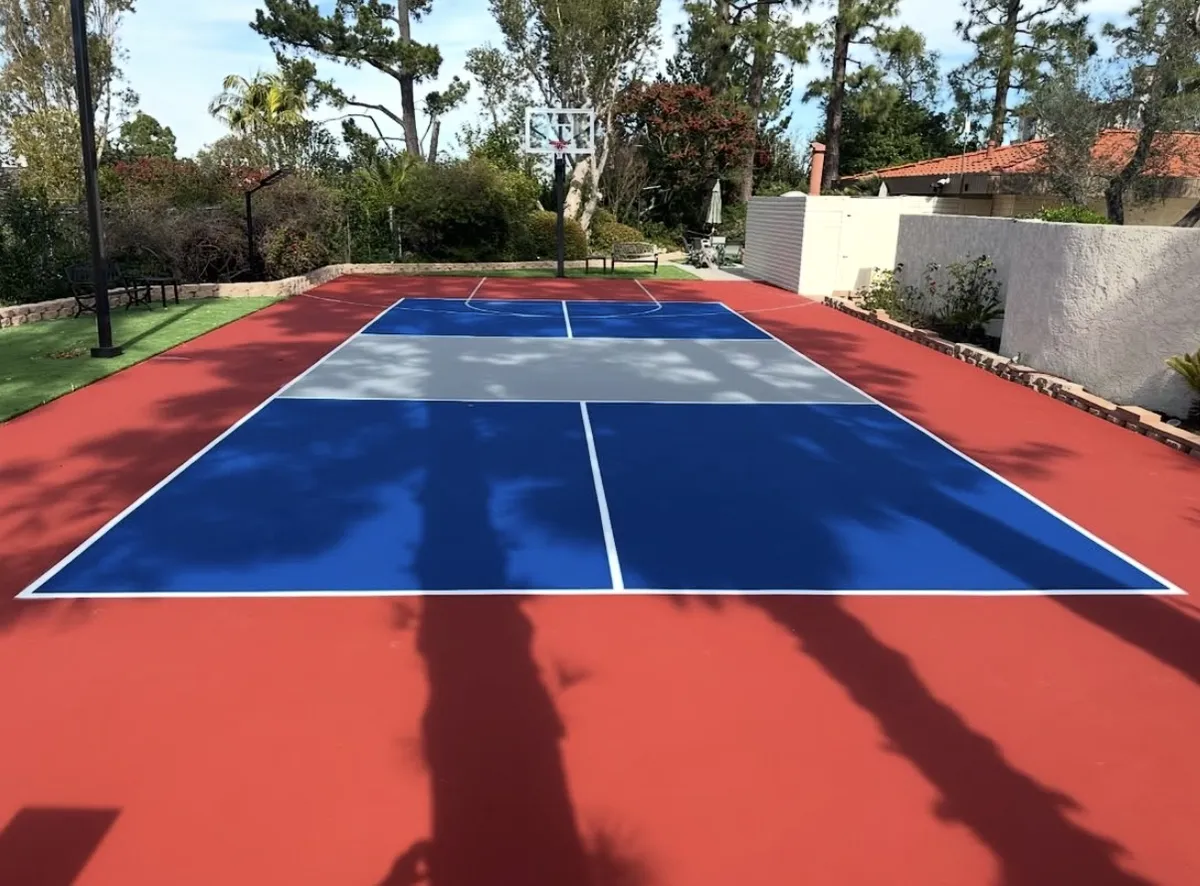 Residential backyard pickleball court with precision line markings Phoenix metro area