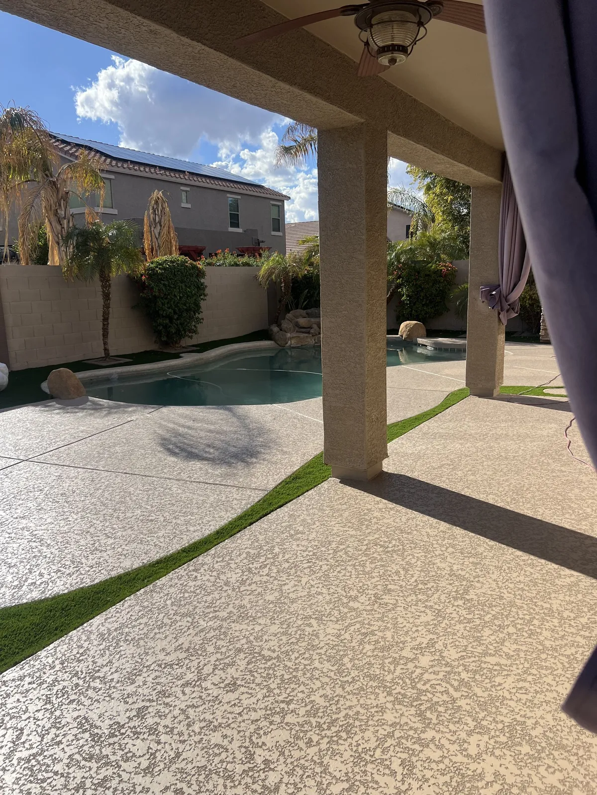 Acrylic cool deck coating on residential pool deck in Phoenix Arizona