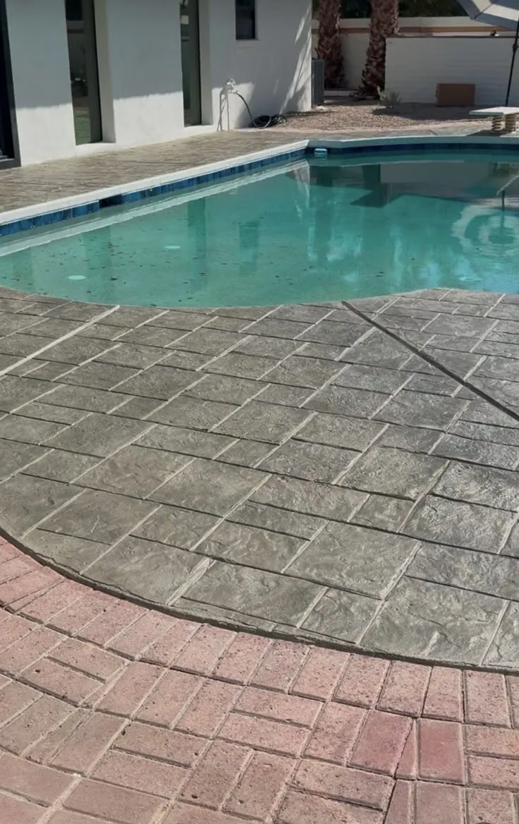 Brick Pattern Stamped Concrete Pool Deck Phoenix