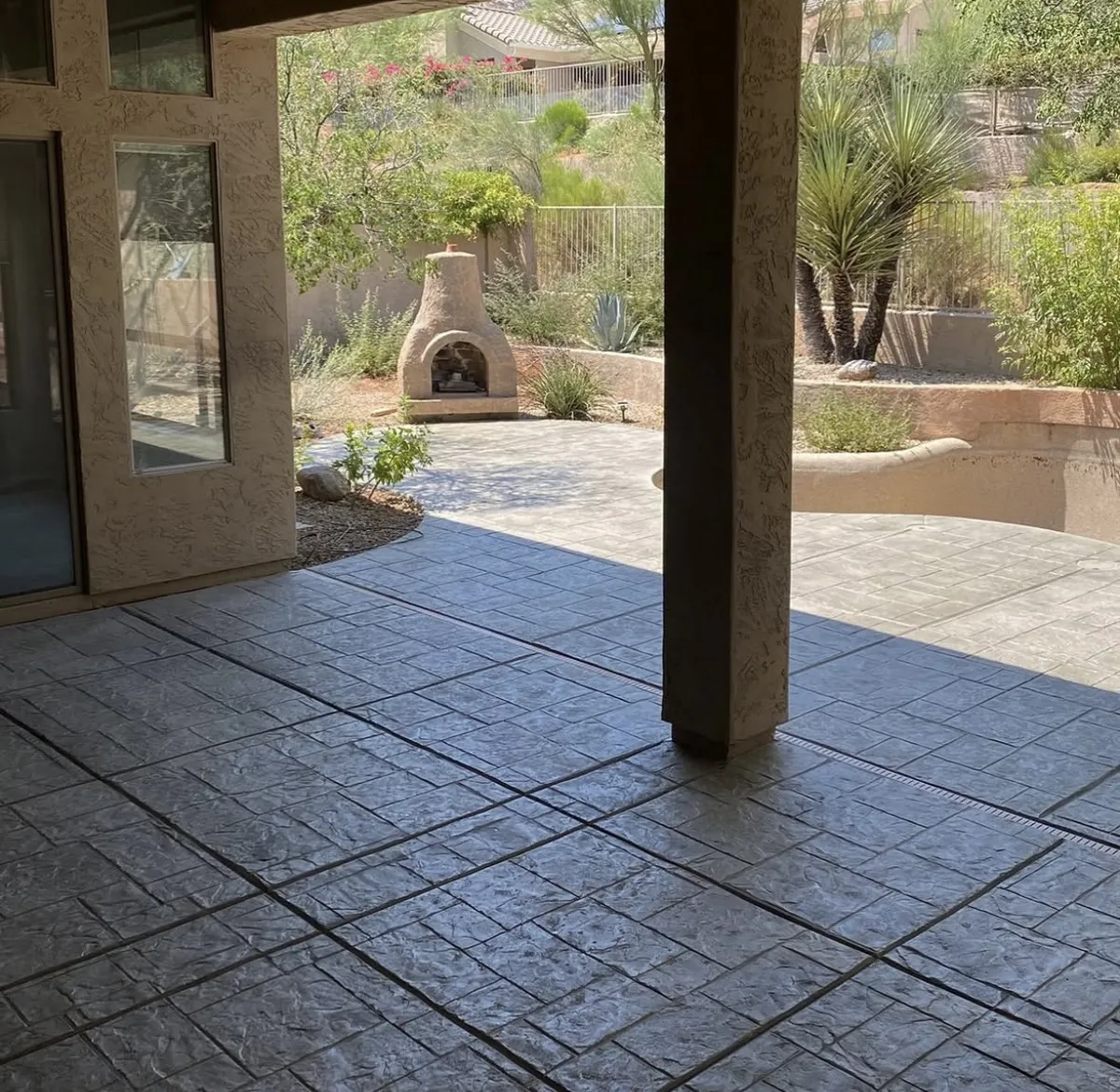 Stamped Concrete Pool Deck Finished Project Phoenix